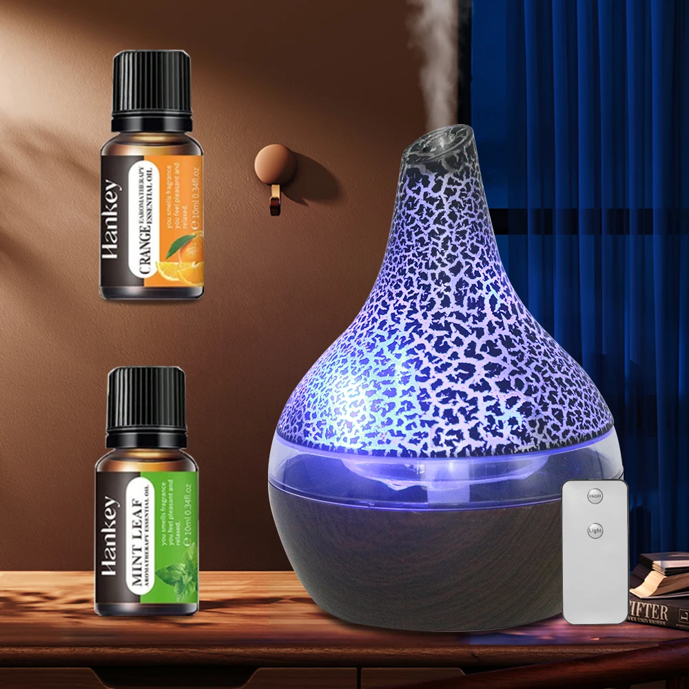 

Ультратихий увлажнитель воздуха с холодным туманом 300 мл, 7-цветная LED-подсветка, диффузор для эфирных масел с пультом ДУ и 2 ароматическими маслами для улучшения сна