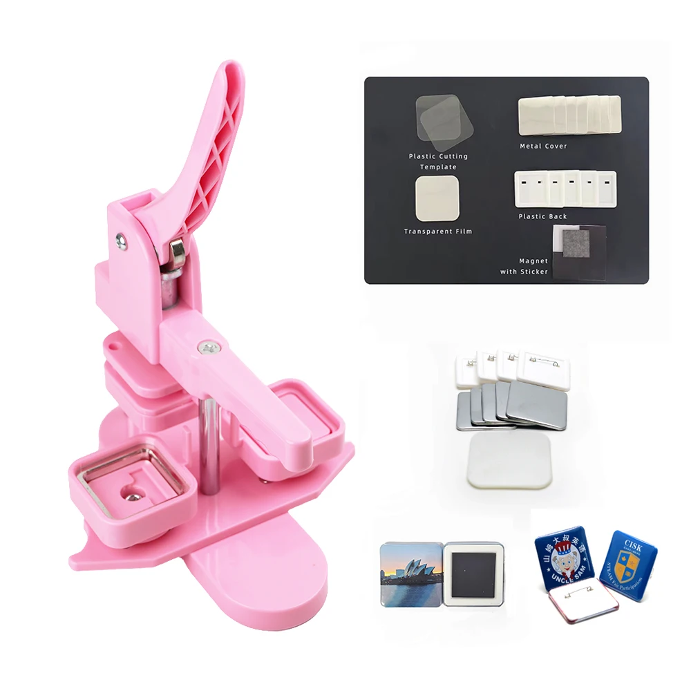 

50Mm square magnet making machine plastic machine 100 sets refrigerator sticker material pink