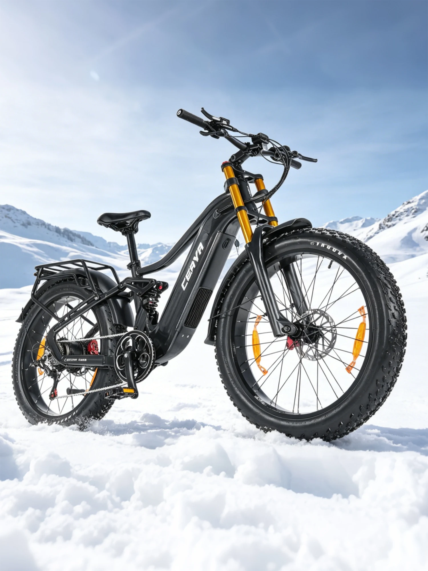 26" Elektrofahrrad 48V 20AH LG-Batterie E-Bike, Reichweite 100KM+, Doppelte Federung, DNM-Hinterer Stoßdämpfer + Bremslicht Elektrofahrrad mit Drehmomentsensor