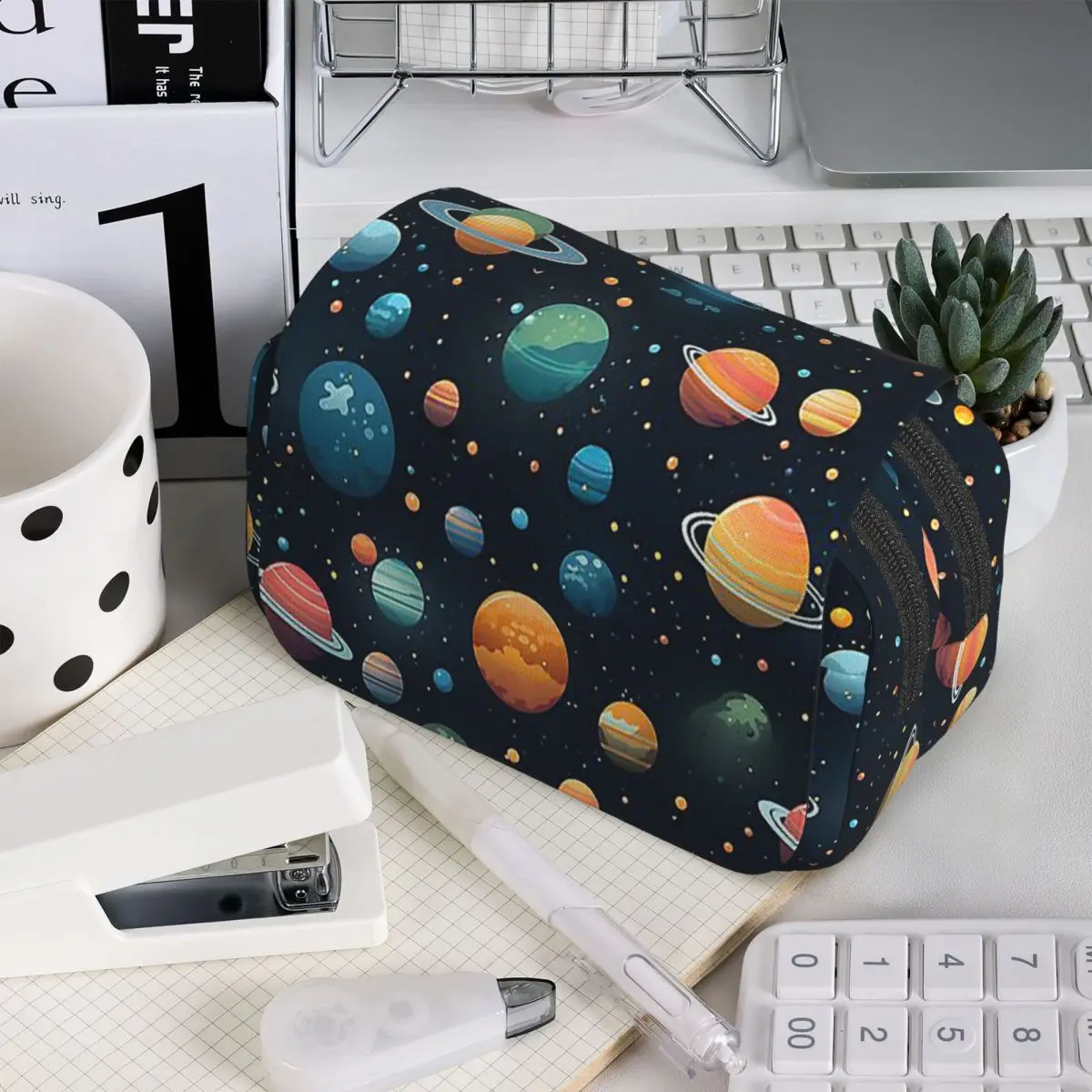 Solar System Space Planets Universe Pencil Case for Kids School Pen Box Pencil Bag Stationery Supplies Pen Holder Bag