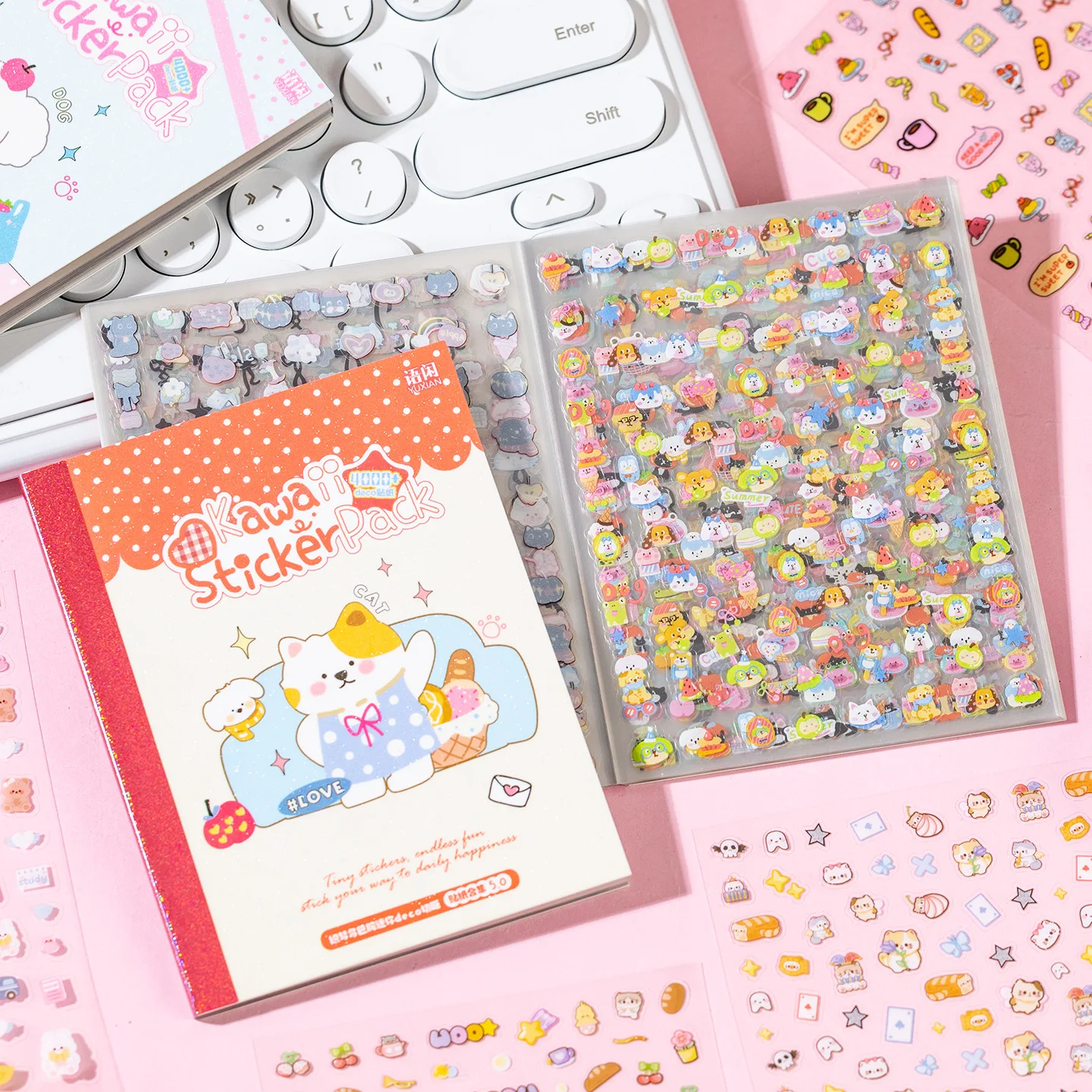 32 sheets/mini decoration scrapbook, dream dopamine pattern stickers, diary, notebook and nail stickers, DIY stickers