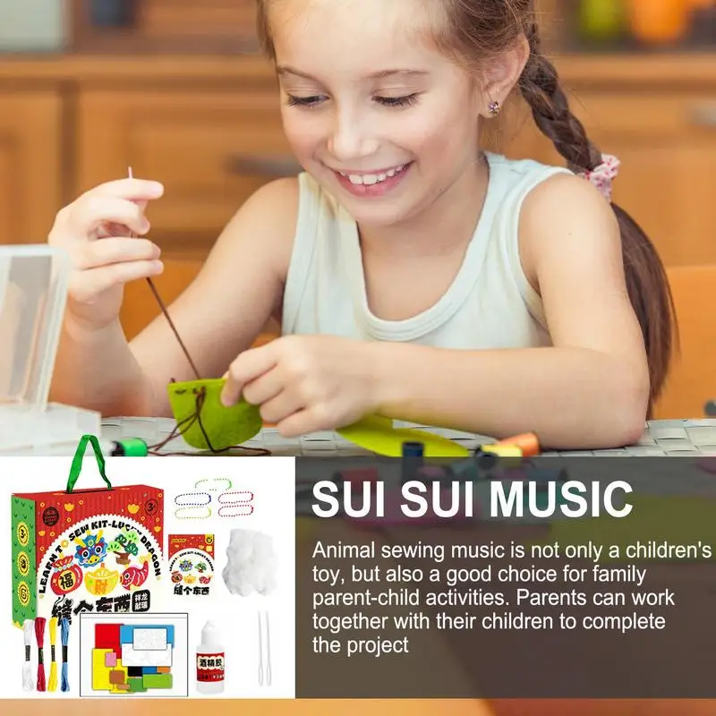 Kit d'artisanat de couture d'animaux de la jungle, ensemble exécutif amusant, bourré intérieur de la jungle, maire