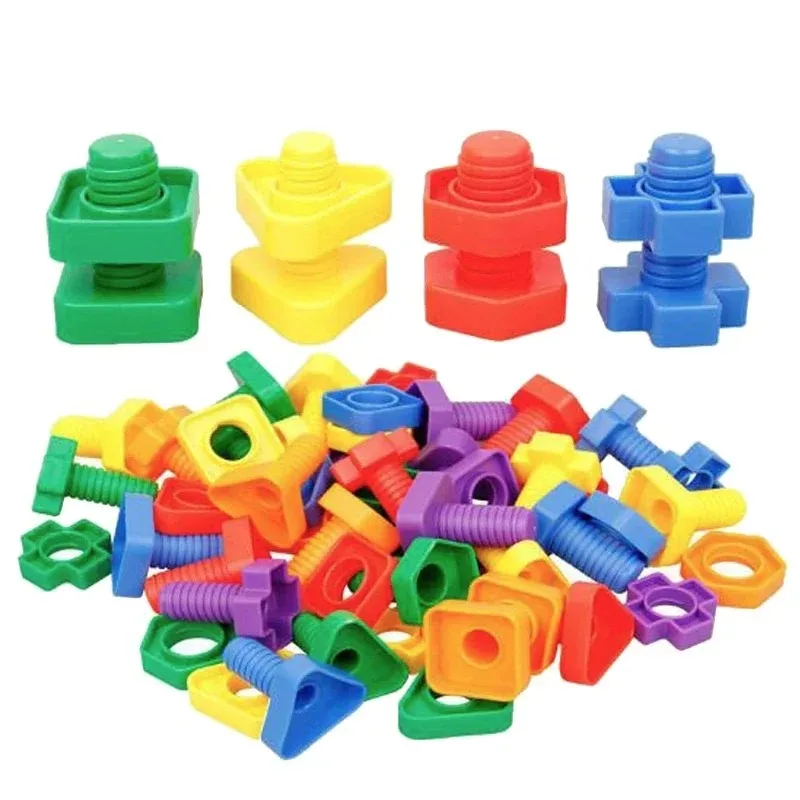 10/20-teiliges Set aus Kunststoff-Montageschrauben-Bausteinen für Kinder, Montessori-Lernspielzeug zur Form- und Farberkennung
