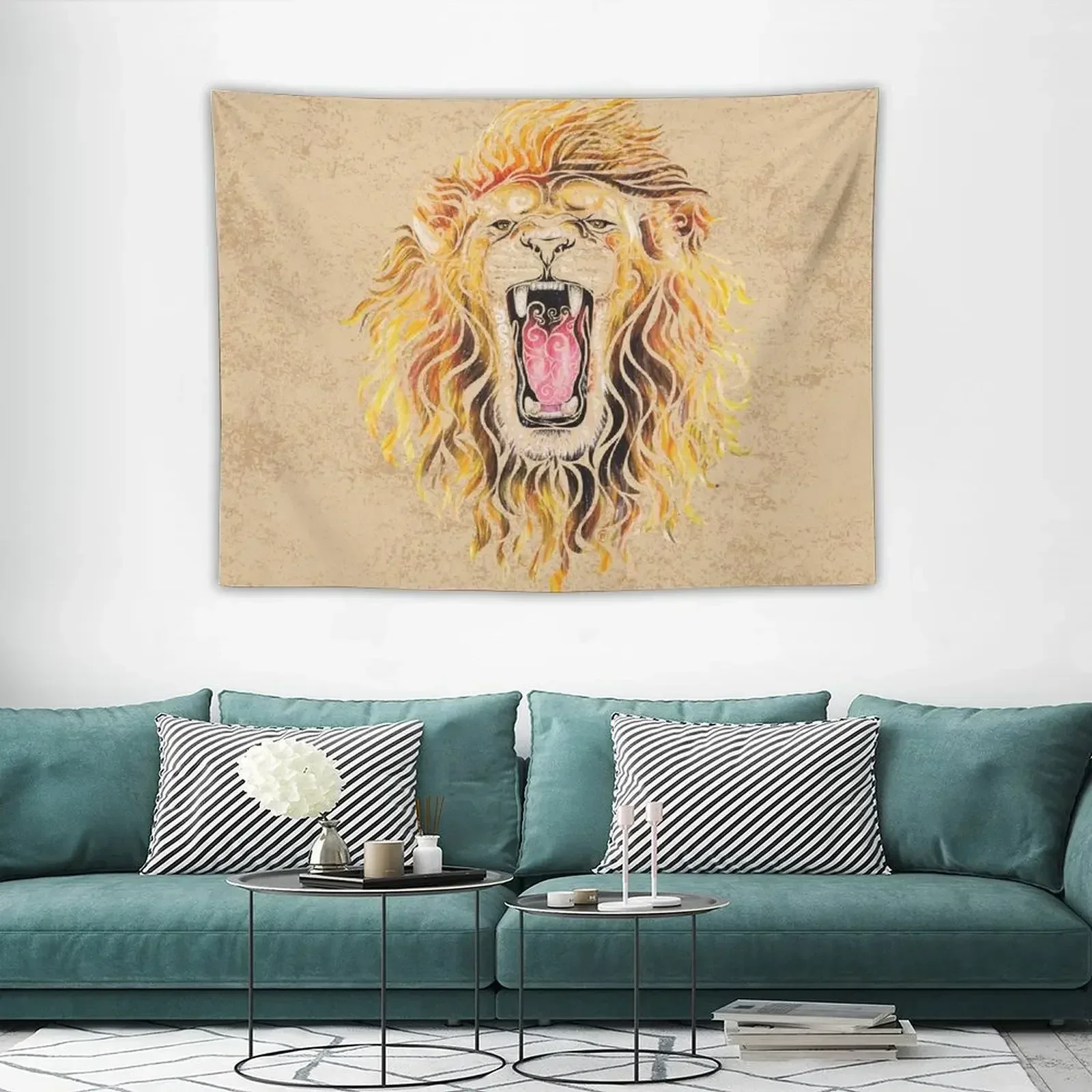 

Swirly Lion Tapestry Cute Room Things Wall Hanging Decor Outdoor Decor Tapestry