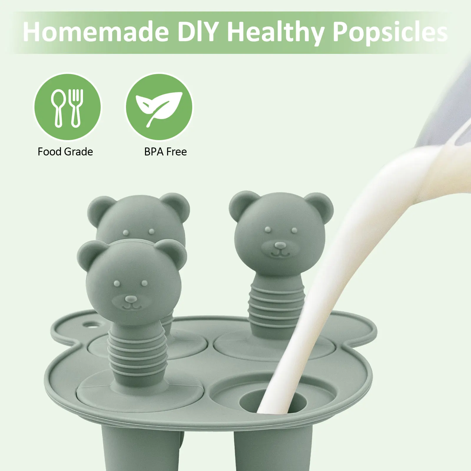 Reusable Popsicle Molds and Fruit Feeder Set – BPA-Free – DIY Silicone Popsicle Molds – Easy to Remove – Ice Cream Molds
