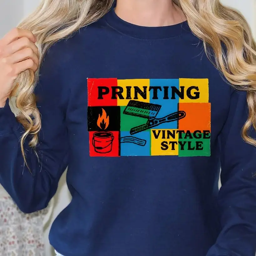 

Retro Style Vintage Letters Printing Retro Vintage Sweatshirt Graphic Hoodies Y2K Casual Unisex Versatile Stylish Pullover