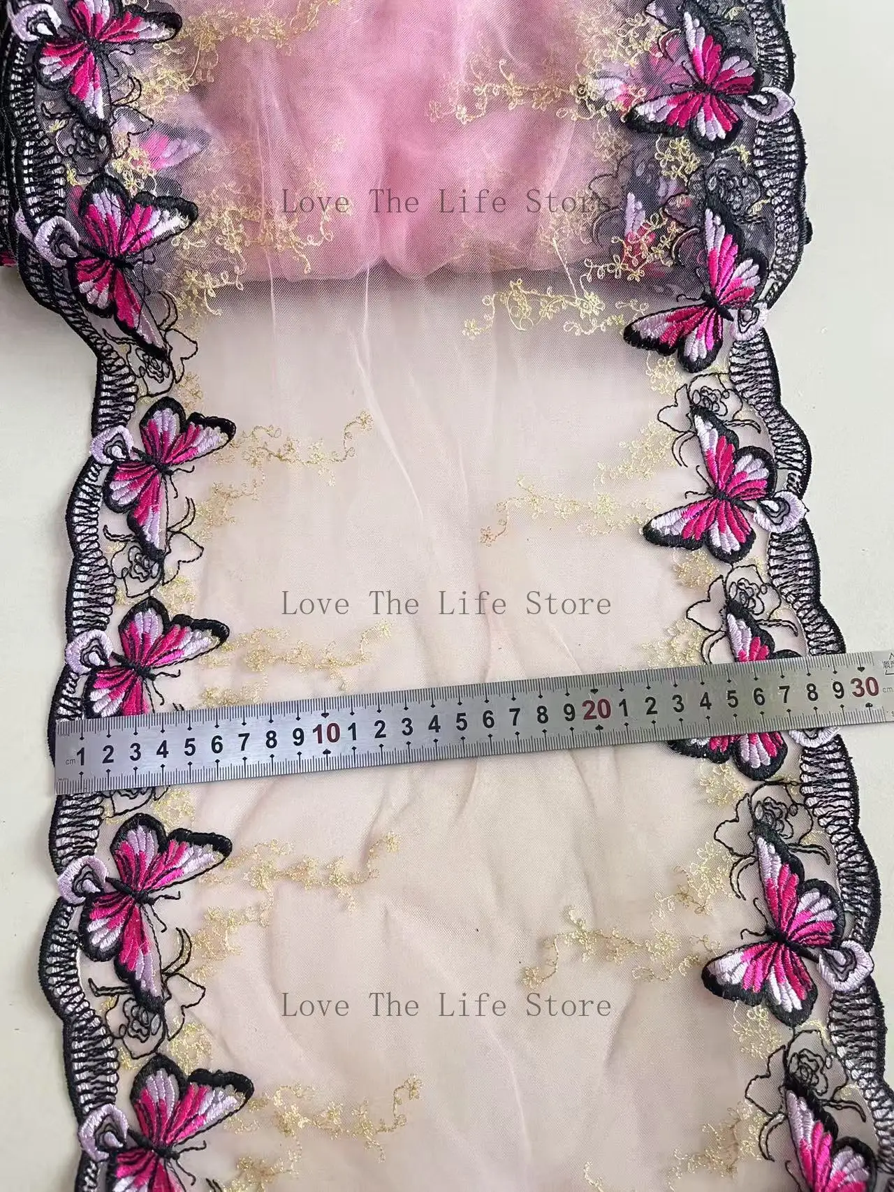 20Yards Bra Apparel Accessories Pink Embroidery Fabric Sewing Supplies Butterfly Tulle Mesh Trim Lace Flower Lace Fabric view 2