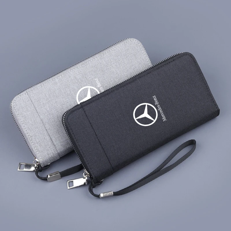 New Canvas Car Driving Document bag ID Passport Card Wallet Card Pouch For Mercedes-Benz A B C E G S V Class GLA GLC GLE GLK GLB