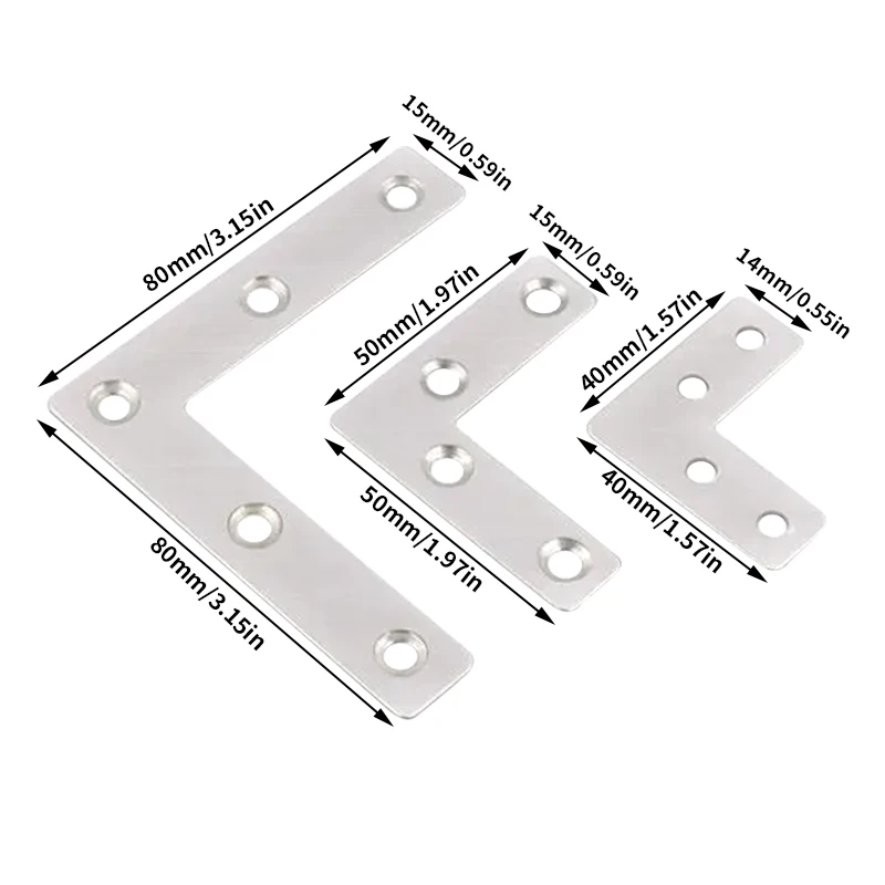 12pcs large medium small L-shaped corner bracket with right angles and fasteners suitable for tables chairs hardware accessories