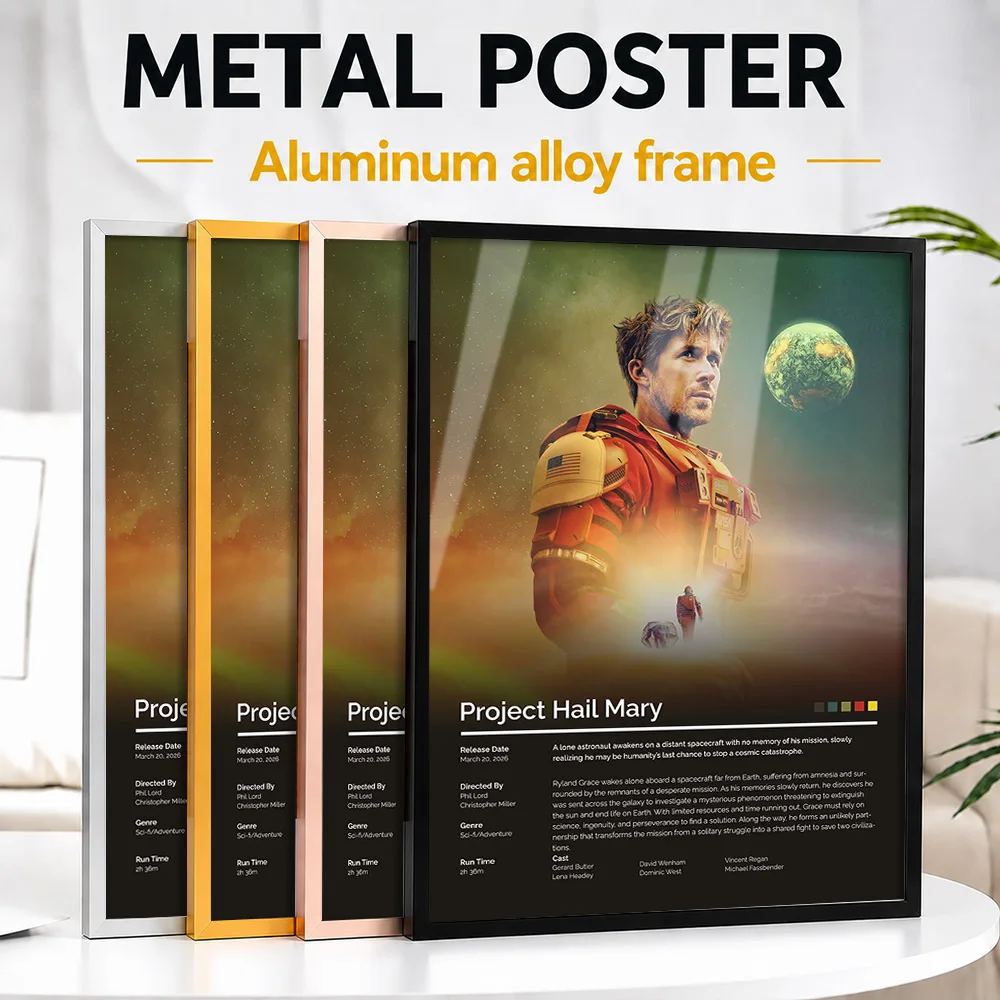 Project Hail Mary Movie Framed Aluminum Metal Poster Customized Screen Tribute Wall Art Designed For Theater And Story Lovers