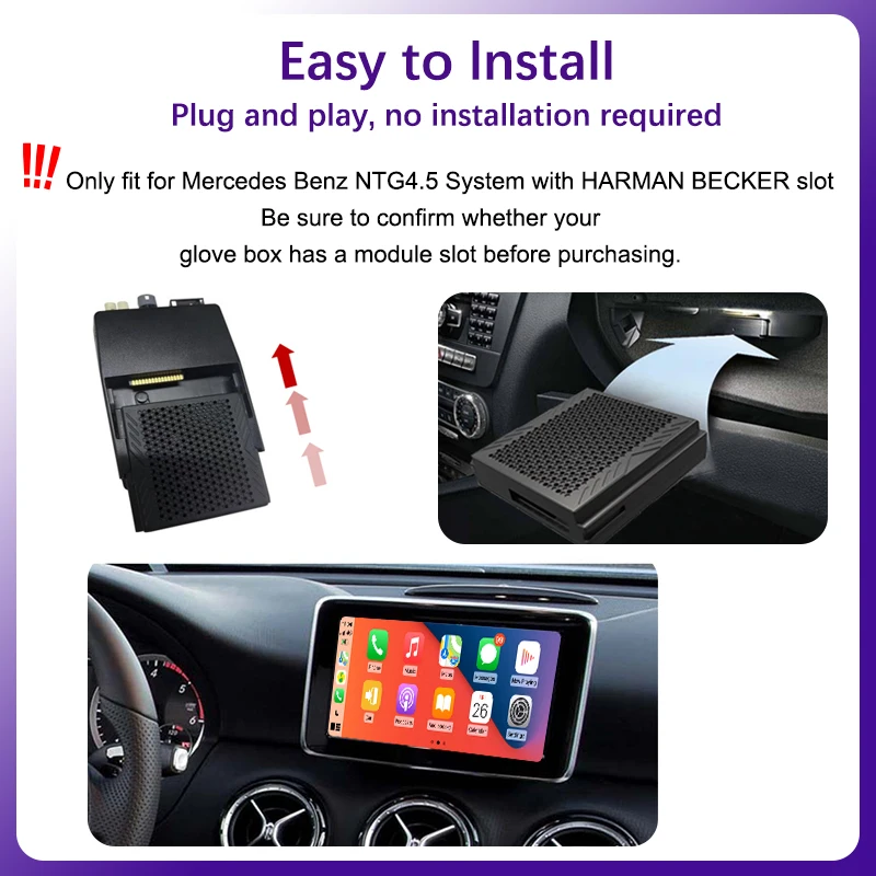 AUTOTOP Wireless Carplay Geeignet Für Mercedes Benz A B C E CLA GLA GLK ML Sprinter NTG4.5 Becker Modul Android Auto Navigation – Detail 4