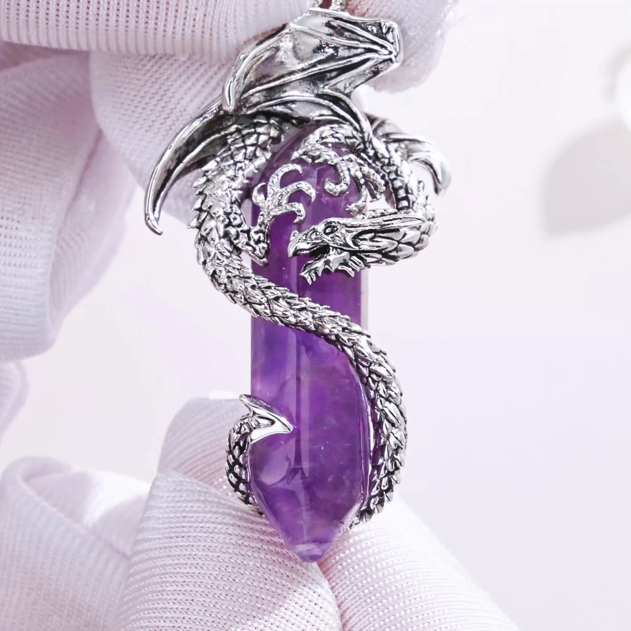 Eudora Dragon Amethyst Pendant Necklace