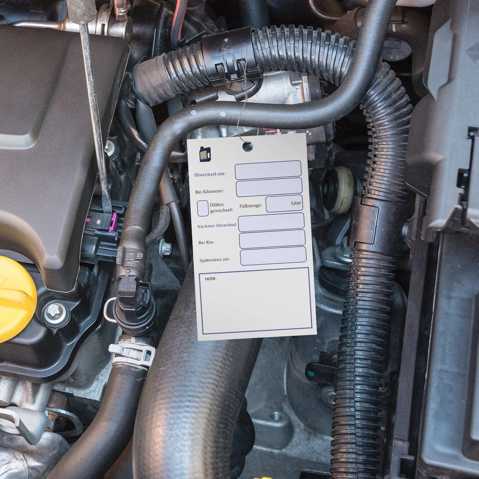 

100Pcs Double-Sided Oil Change Tags Hanging Vehicle Maintenance Tags for Oil Change Information Records Service History Tracking