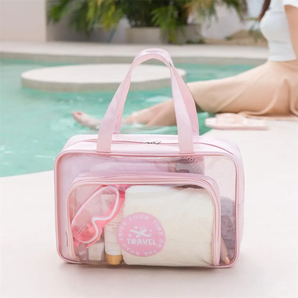 Transparent PVC Large Capacity Travel Handbag Storage Swimming Bags Women Wet Dry Separation Sports Bag Beach Fitness