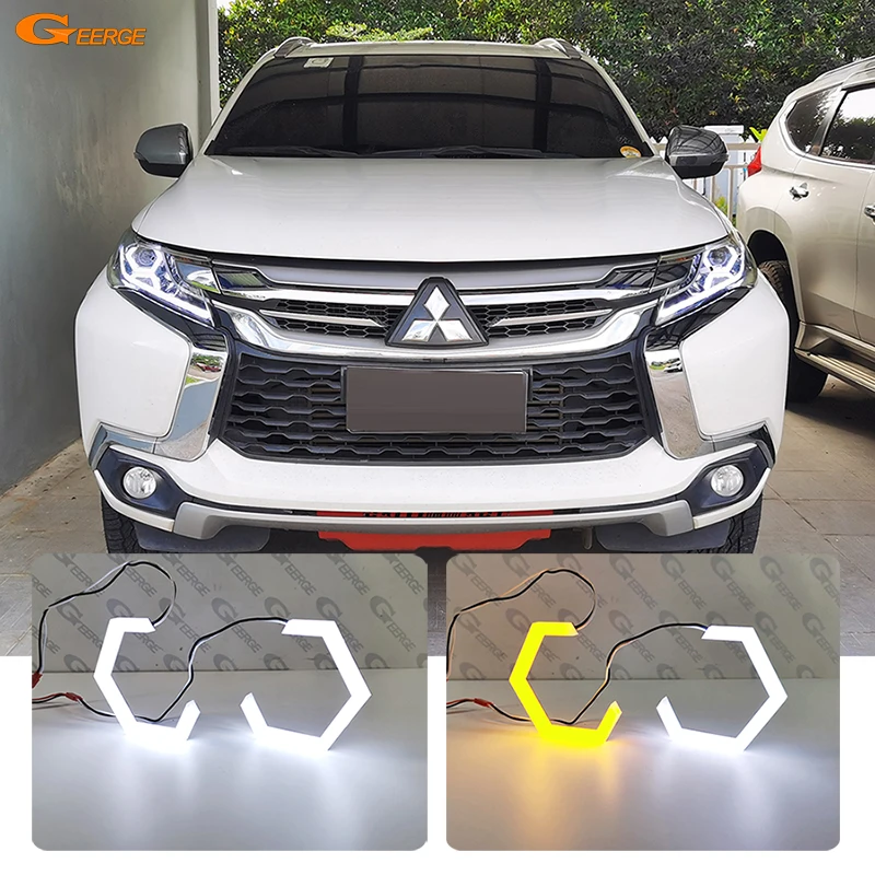 

Geerge 2 Pcs 70mm 80mm 86mm 90mm Cotton Hex LED Angel Eyes Halo Rings Retrofit White Amber Switchback Day Light Turn Signal