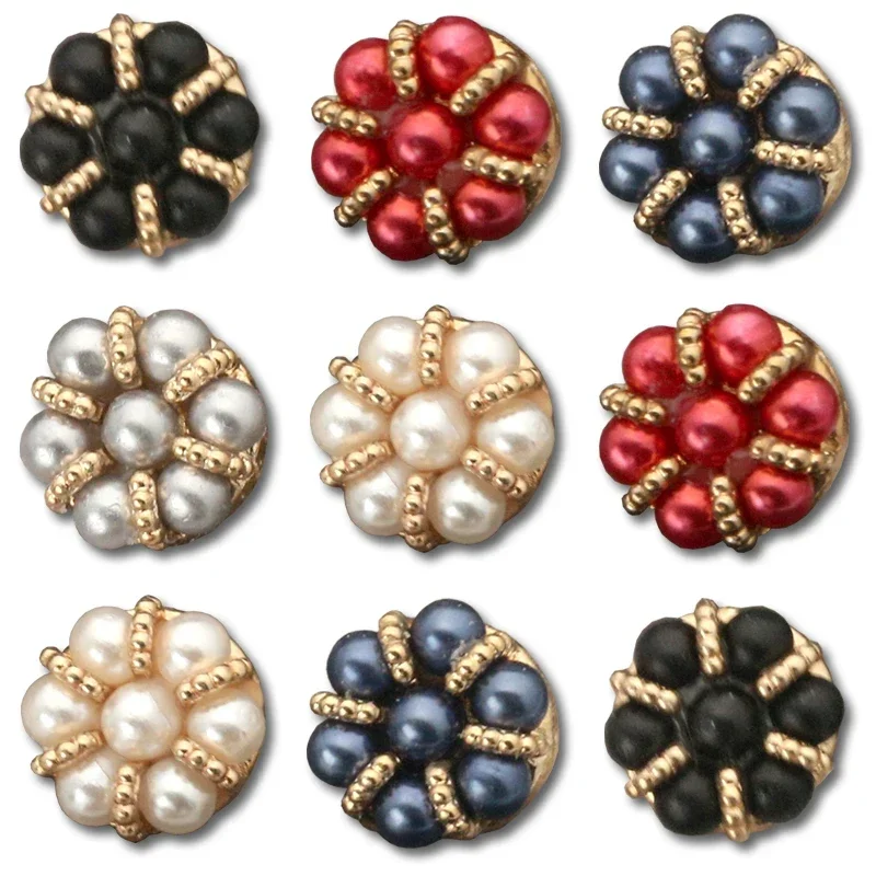 6pcs Vintage Shirt Female Luxury Pearl Sewing Metal Buttons Cardigan Skirt Decorative Small Buttons for Clothing Accessories DIY