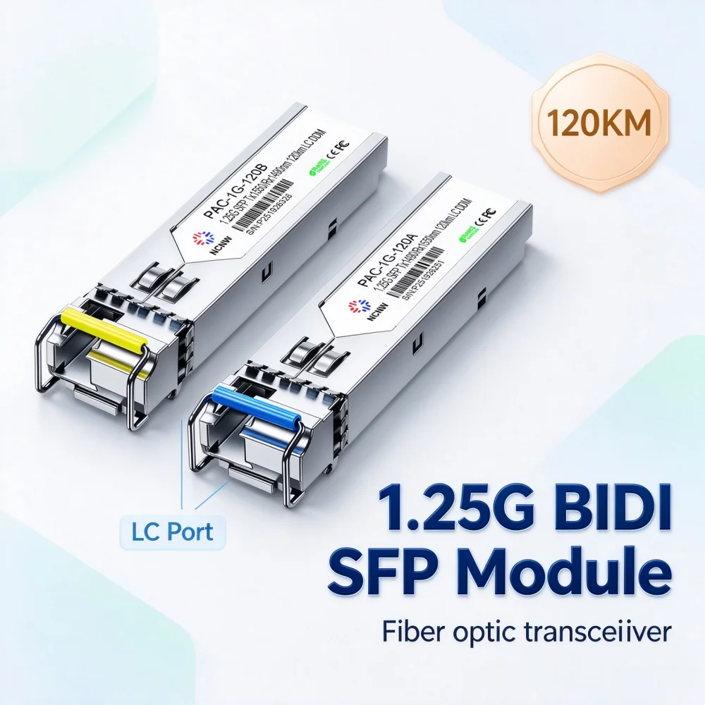 NCNW 1.25G BIDI SFP Module Transcevier 120km SM WDM SFP+ Module Compatible with Ubiquiti/MikroTik and so on