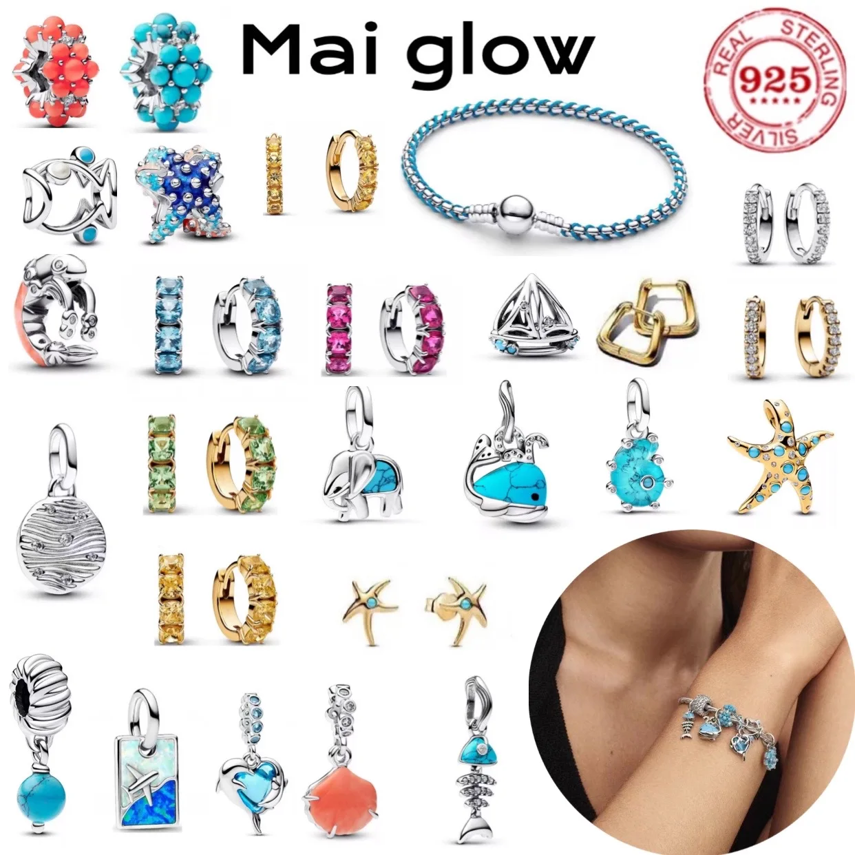 

Серия Ocean, оригинальные серьги-браслеты из стерлингового серебра 925%, серьги-браслеты с дельфином, морская звезда, сделай сам, женские модные украшения, подарок на день рождения