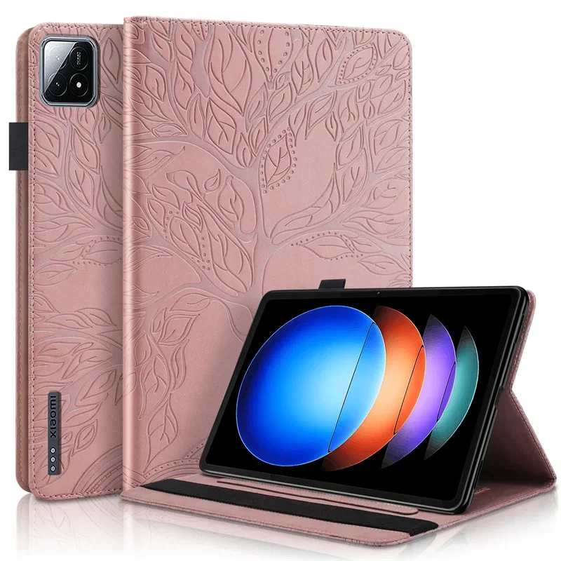 Coque for Xiaomi Pad 6S Pro Case 12.4 inch Embossed Tree PU Leather Flip Cover for Funda Xiaomi Pad 6s Pro Tablet Case 12.4