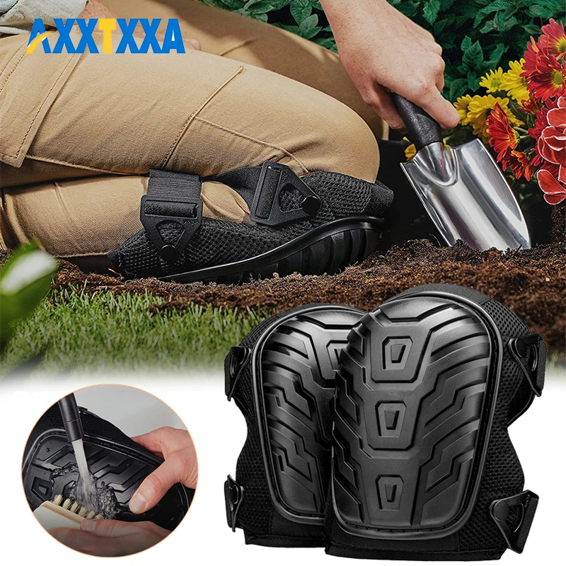 1 Pair Professional Knee Pads for Work - Heavy Duty Foam Padding Gel Construction Knee Pads with Strong Double Straps