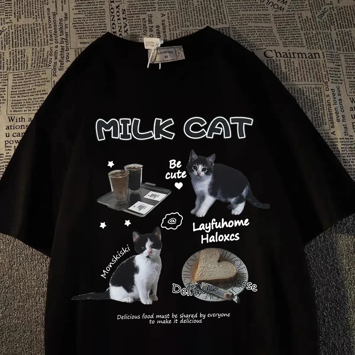 Camiseta con estampado gráfico de gato bonito Harajuku, camiseta de verano Y2k, ropa de calle para mujer, Top de moda, ropa estética barata para