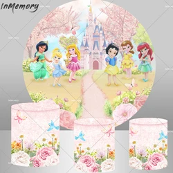 Baby Princess Round Circle Backdrop Cover for Baby Shower Party Decor Castle Floral Butterfly Spring Garden Birthday Background