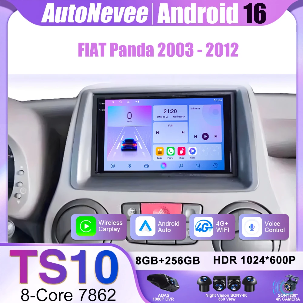 7" Car Radio For FIAT Panda 2003 2004 2005 2006 2007 -2012 Android 16 Stereo Multimedia Player Navigation Autoradio Carplay Auto - view 3