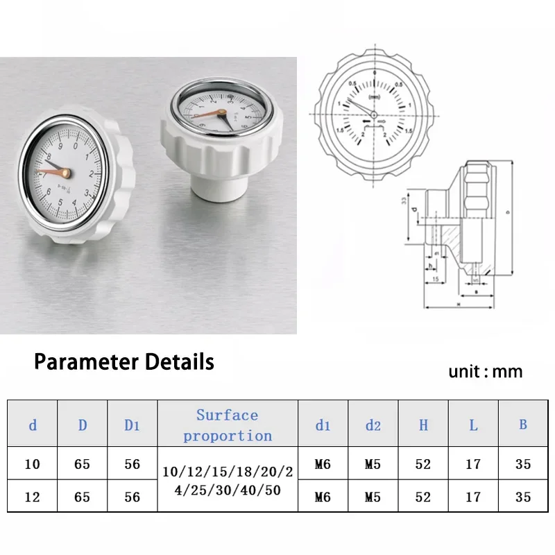 

1pcs D65 Aluminium Gravity Handwheel Knob With Counter Mechanical Analog Position Indicators and Handwheels Number Table