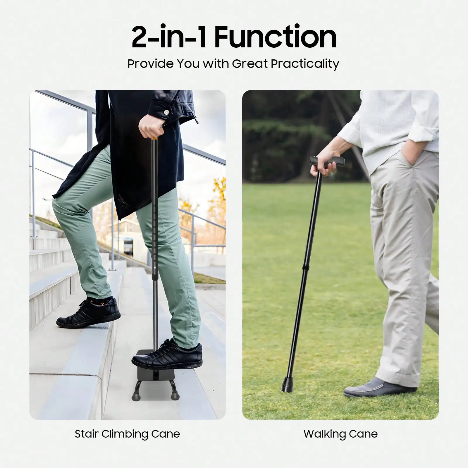 

Non-slip Adjustable Walking Stick Stair Climbing Assist Cane Stair Lift Aid for Seniors Unisex-adult 150kg/ 330.69 Lbs Max. Load