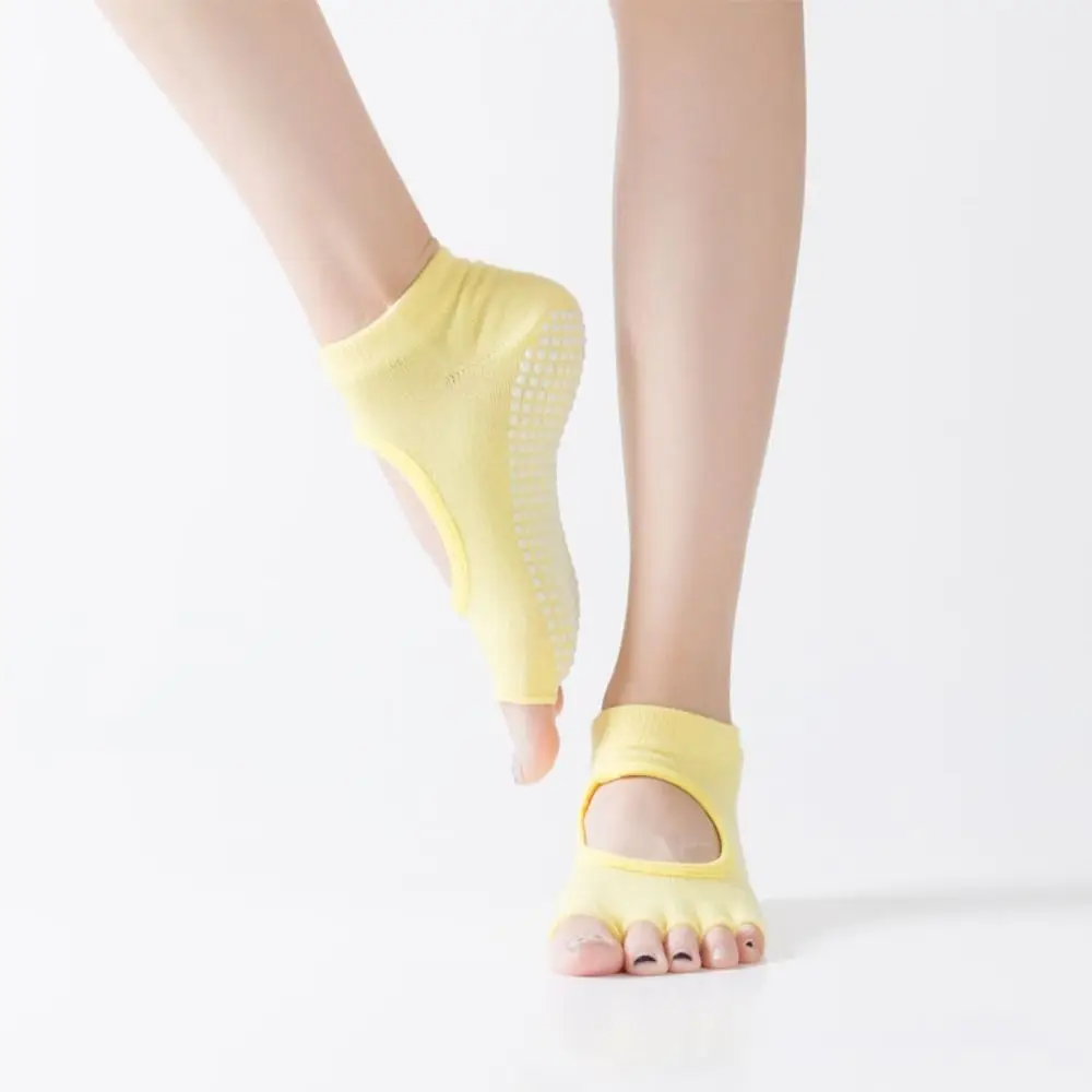 

New Yoga Pilates Toeless Socks Grips Non Slip Half Toe Socks Instep Sports Mid-calf Socks Women