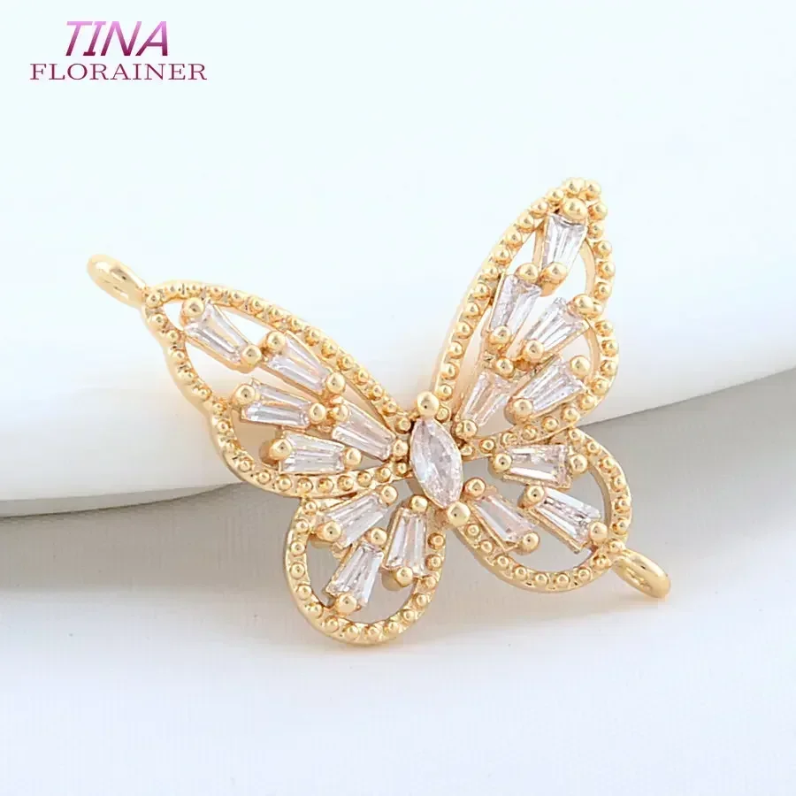 20MM 18K Gold Plated Brass Butterfly 2 Holes Charms Pendants Connect Necklace Earrings Jewelry Making Supplies Accessories