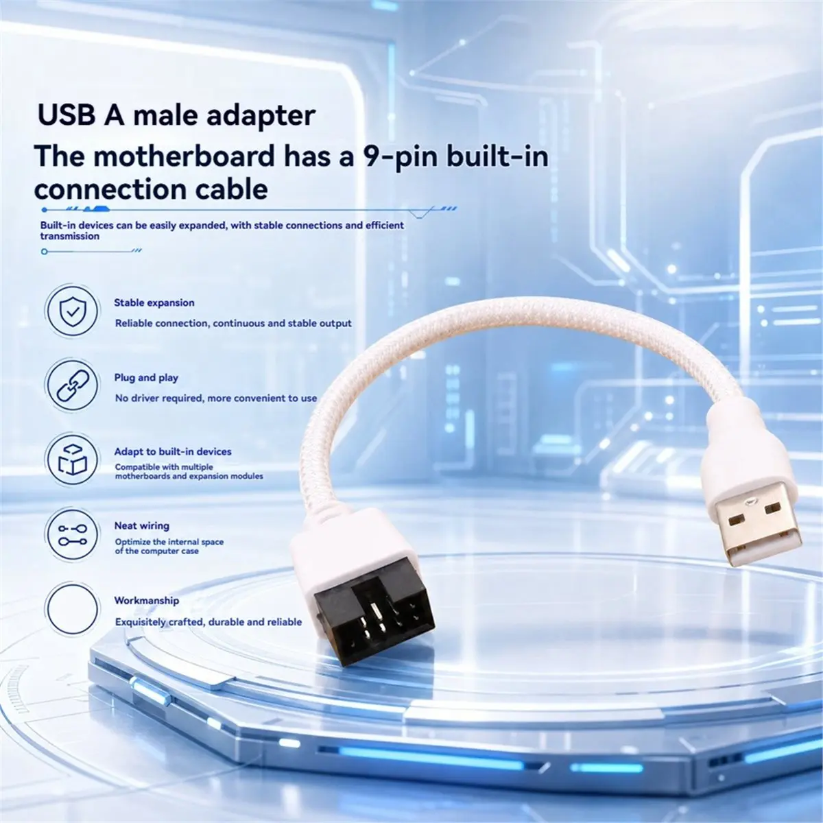 USB A Male to 9Pin Male Mainboard Extension Adapter Cable High Speed Data Transfer