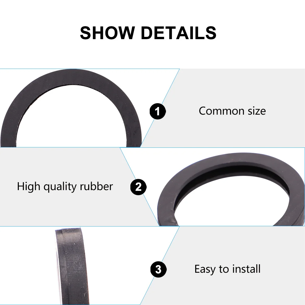 

3Pcs Rubber Gaskets for Gas Tank Nozzle Durable Safe Easy Install Long Lasting Black Rubber Nozzle Gaskets Gas Tank Parts