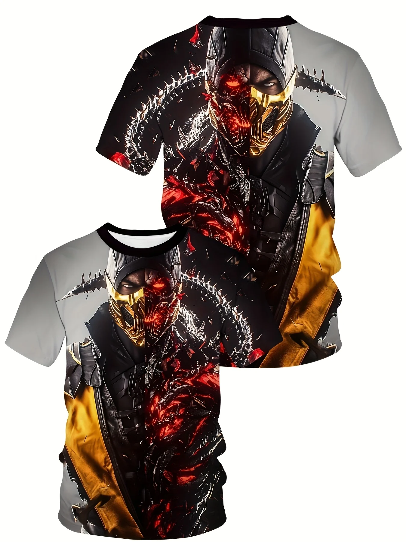 

Футболка с рисунком из эластичной ткани — мужская повседневная и спортивная футболка 3D Evil Warrior — большие размеры, идеально подходящая для лета на открытом воздухе