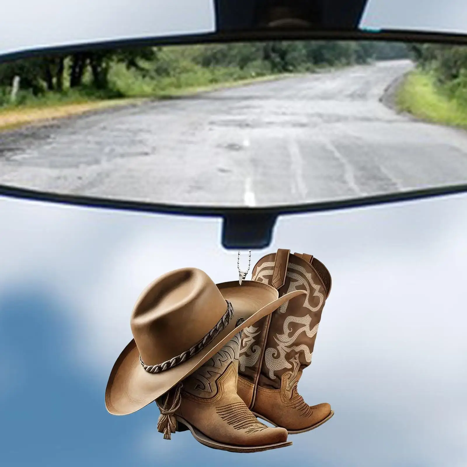 Car Rearview Mirror Pendant Decoration Acrylic Cowboy Hat Hanging Ornament