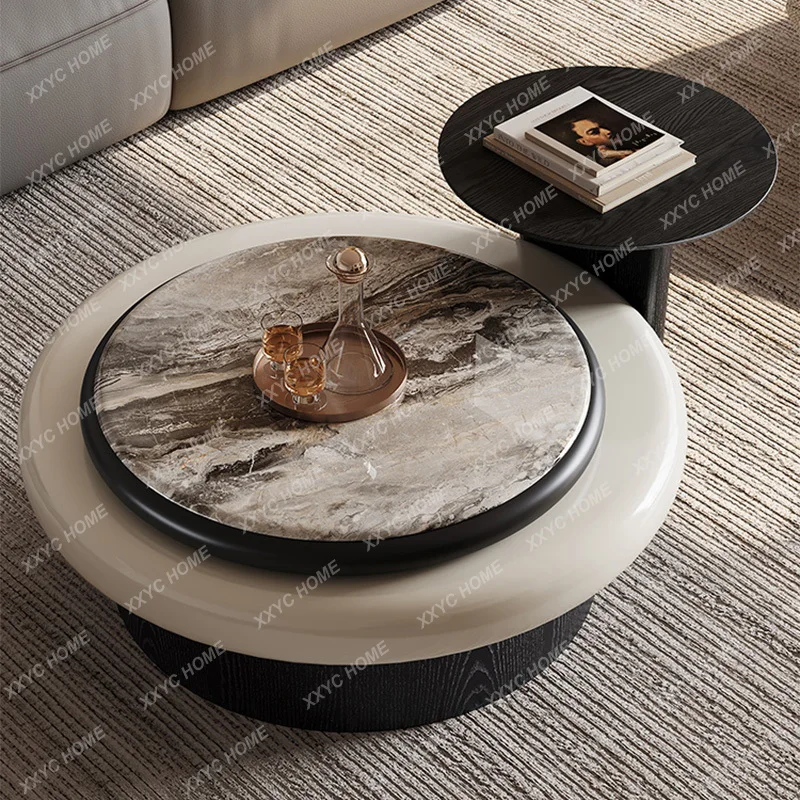 Luxury Coffee Table Set with Rotating Tabletop Modern Simple Round Coffee Tables Living Room Center Table Home Sofa Side Table