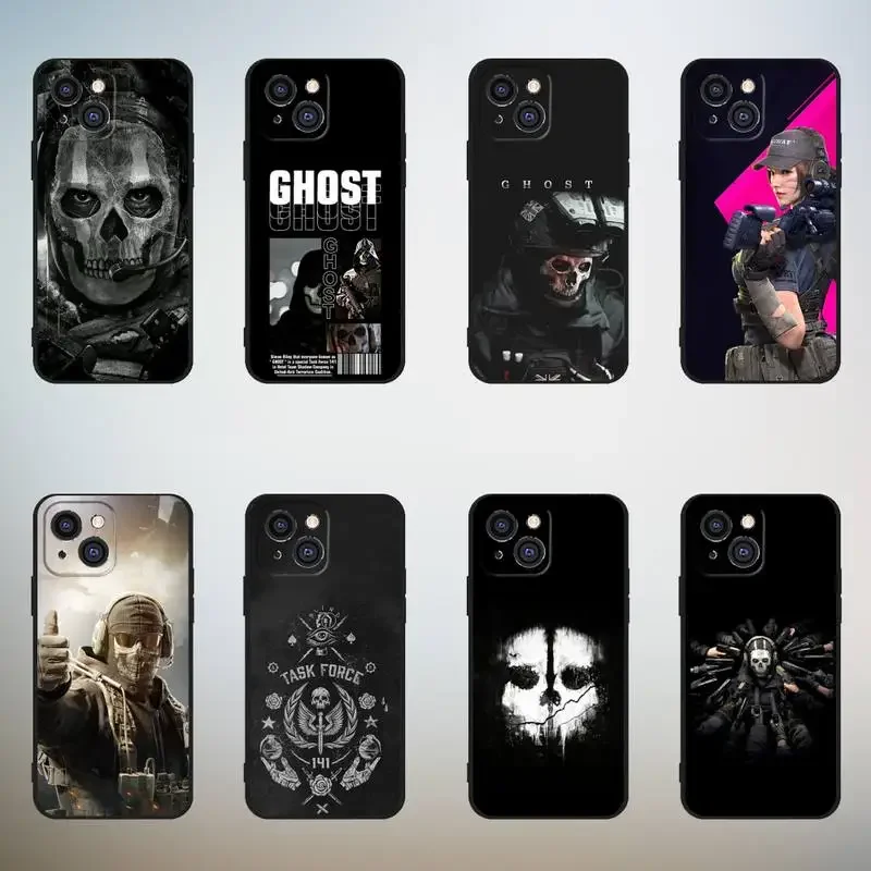 C-COD Call Of D-Duty Ghost Phone Case For iPhone,11,12,Mini,13,14,15,PRO,XS,MAX,X,XR,6,7,8,Plus Black Shell