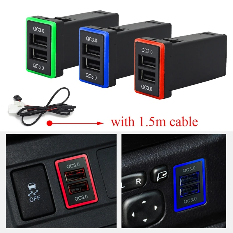 Quick Charge 3.0 Dual USB Car Charger Double USB Phone Fast Charger With LED Display For Toyota