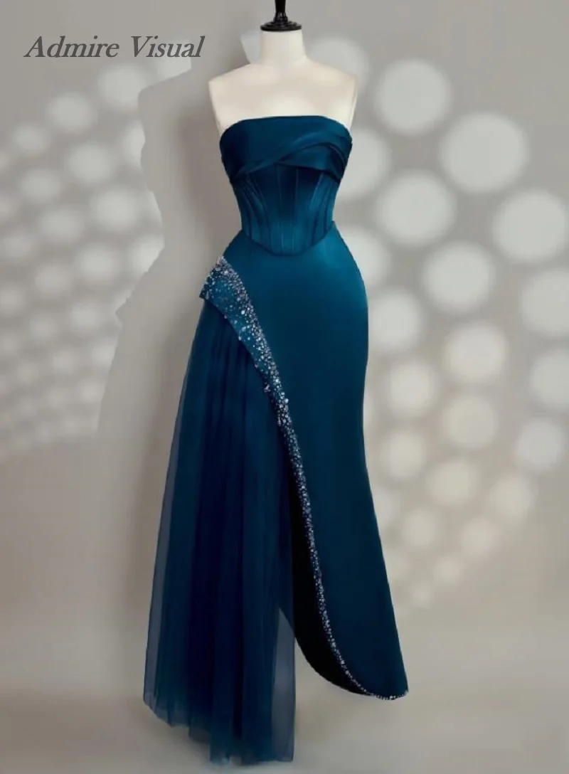 

Длинное платье для выпускного вечера Admire Visual Mermai Boat без бретелек без рукавов с разрезом Элегантные платья для особых случаев