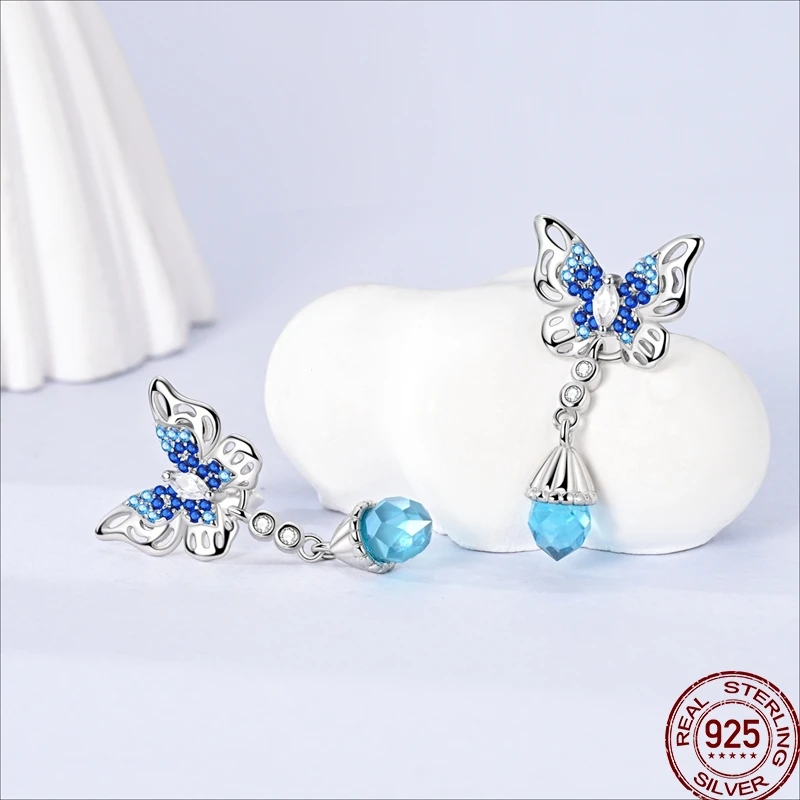 Fresh Spring Women's 925 Sterling Silver Tulip Rose Bee Fruit Original Design Earrings Fit Engagement Party Exquisite Jewelry