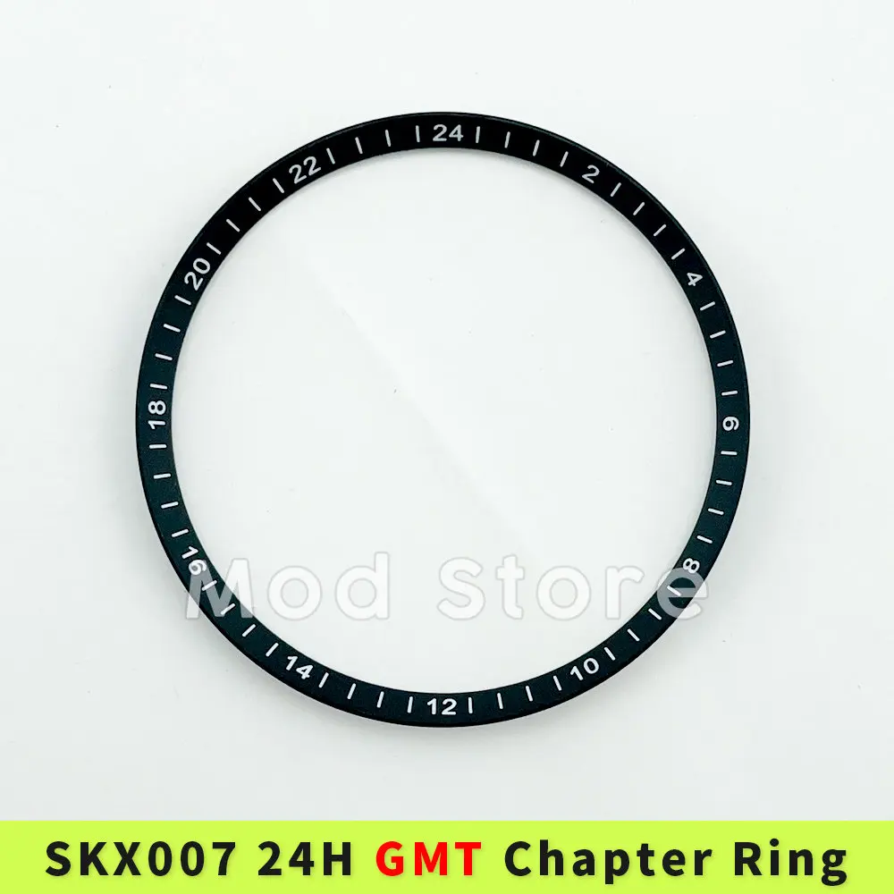 SKX007/SKX009/SRPD Metal Chapter Ring Matte Black GMT 24 Hours for NH34 Movement