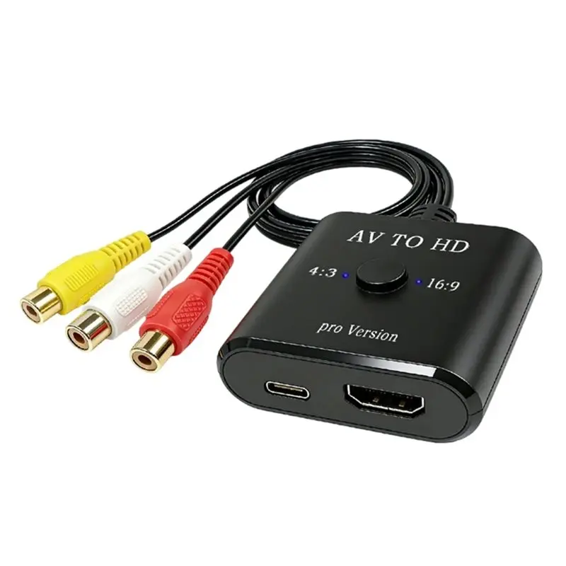 B50B-1080P AV To -Compatible Cideo Converter Video Audio Adapter RCA To HDTV Video Adapter For PS2 VCR DVD STB Monitor