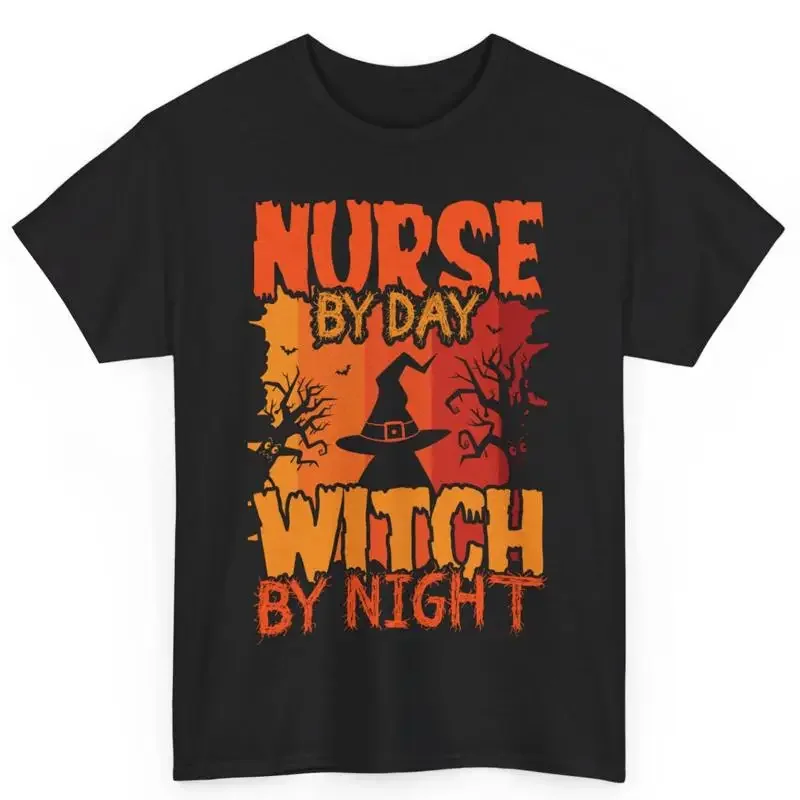 Nurse By Day Witch Night Halloween Costume Cotton T Shirt