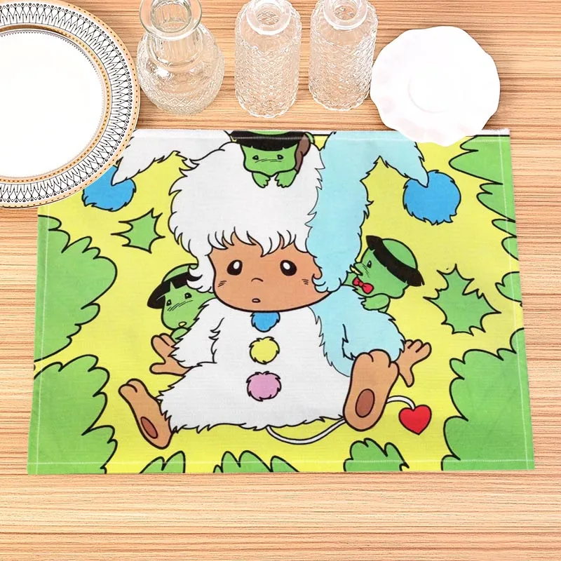 Maho No Yosei Pelsha Print Linen Dining Table Mats Kitchen Placemat 30X40cm Coasters Pads Bowl Cup Mat