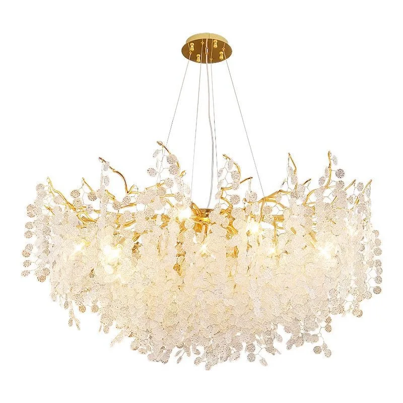 

Modern light luxury chandelier villa bedroom dining room money tree glass piece living room chandelier large main