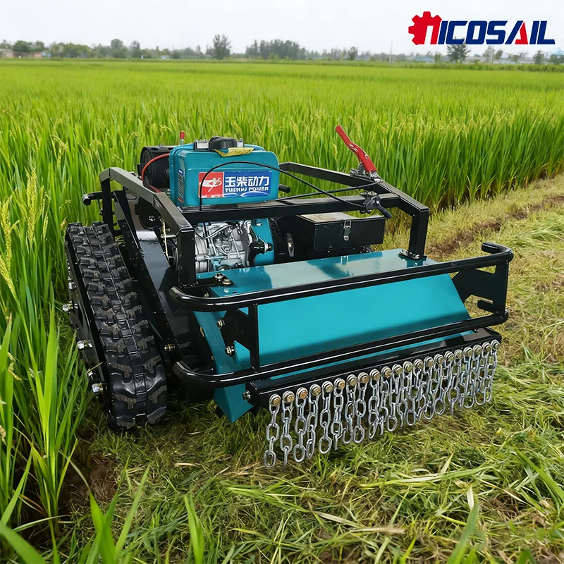 Industrial Dual Purpose Agricultural Diesel Crawler Mower Remote Control New Design For Steep All-Terrain Lawn Care CE