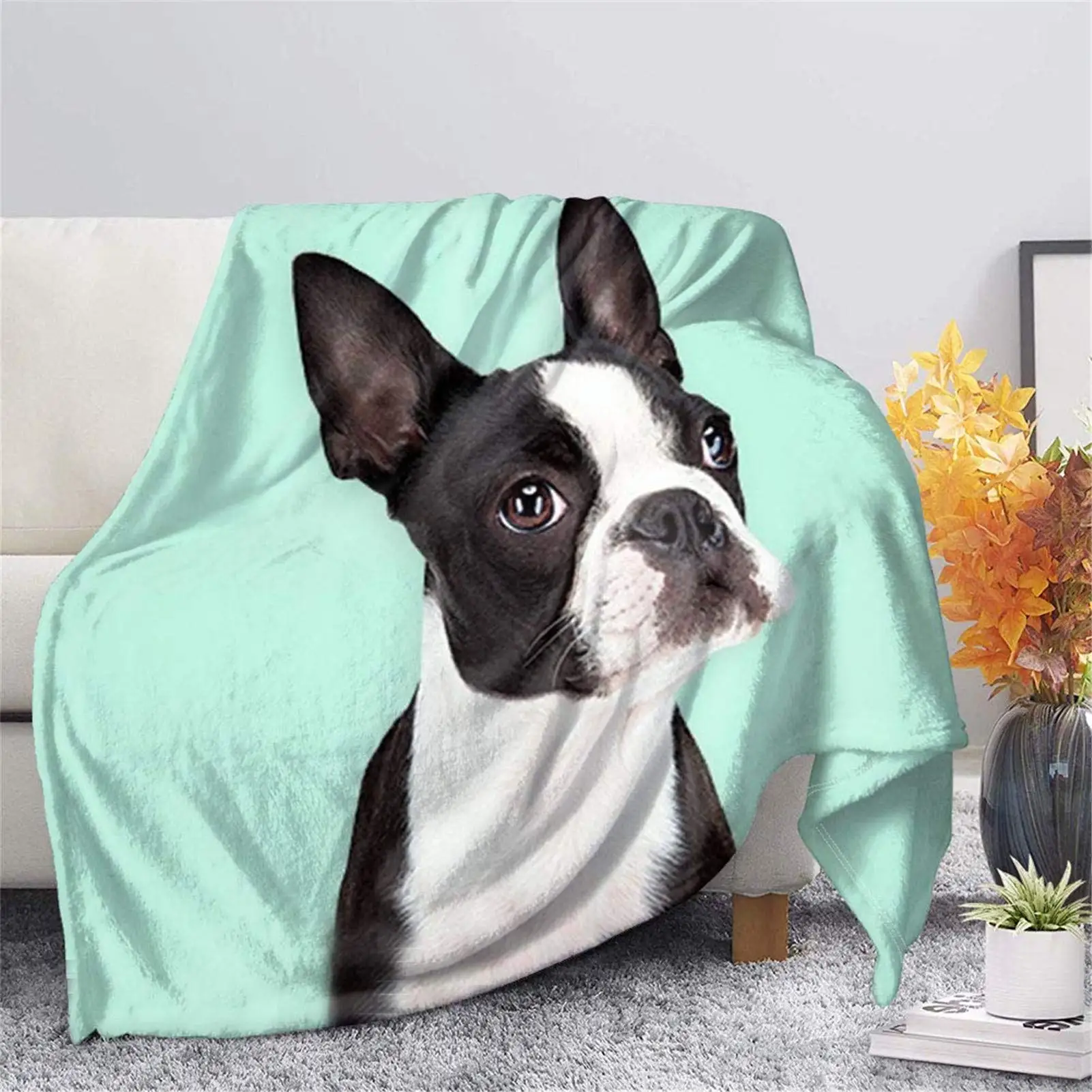 

Одеяло Boston Terrier, мягкое уютное одеяло для щенков Boston Terrier, одеяло для детей, девочек, женщин, взрослых