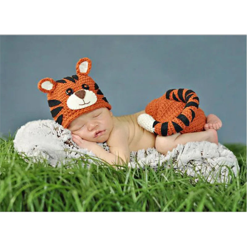 Newborn Photography Tiger Photography Costume Hundred Day Baby Photography Costume Newborn Baby Versatile Photography Prop Hat