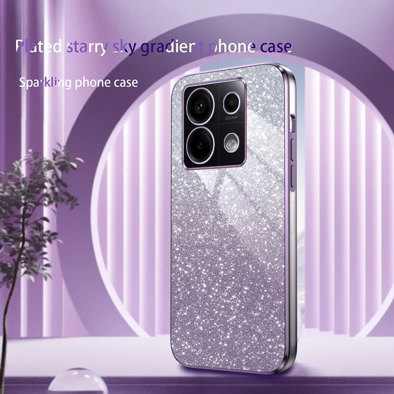 Shiny Glitter Plating Silicone Case for Xiaomi Redmi Note 13 Pro Plus 5G 4G Camera Lens Soft Back Cover