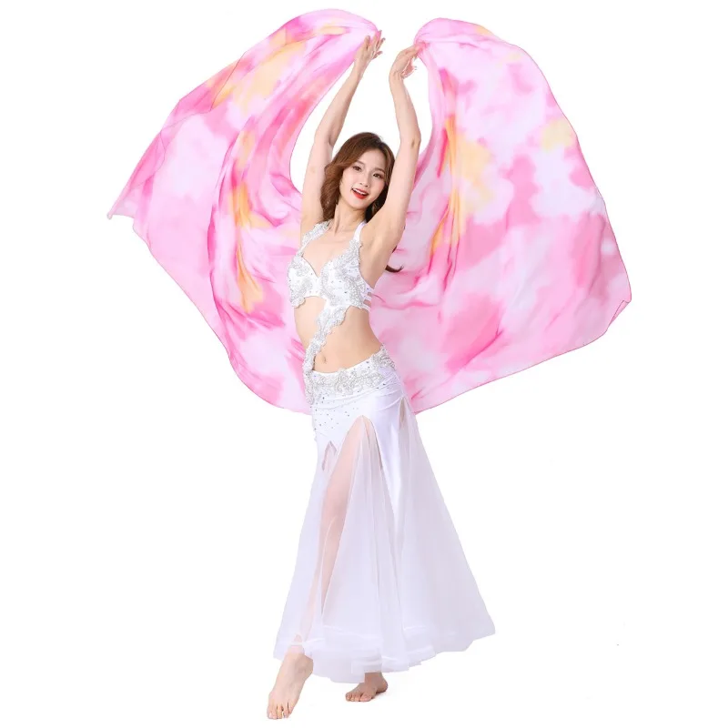 Customized Belly Dance Scarf Dance Hand Yarn Performance Practice Hand Throwing Scarf Gradient Color Tie Dyeing Scarf Dancewear